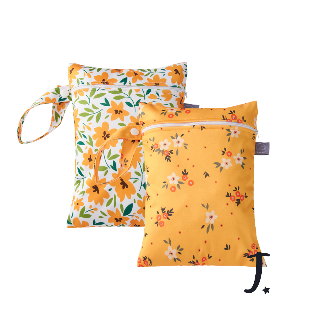 Orange flowers small wet bag