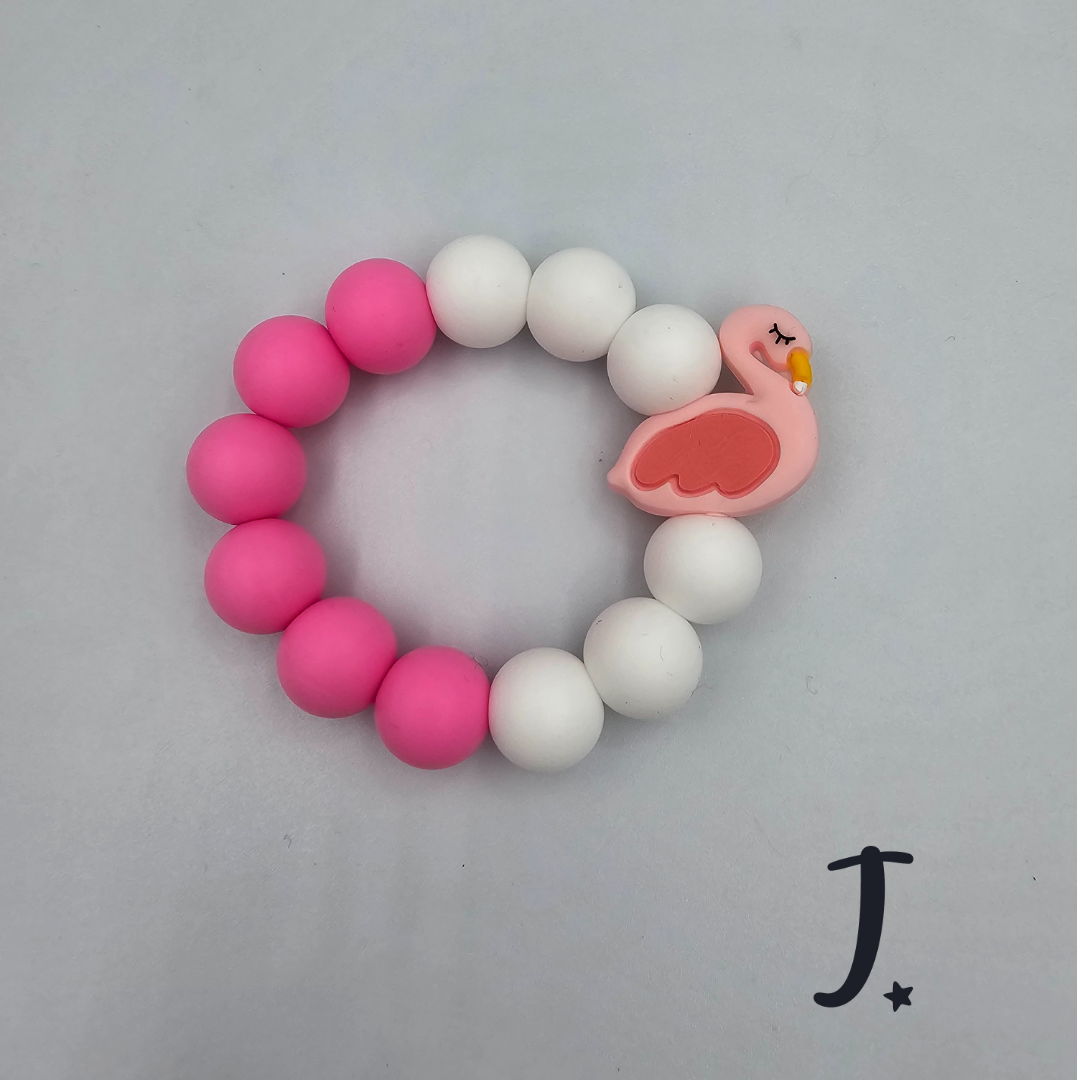 Silicone beads teether with character bead