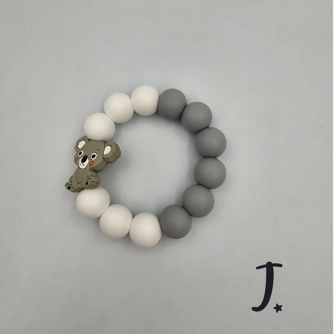Silicone beads teether with character bead