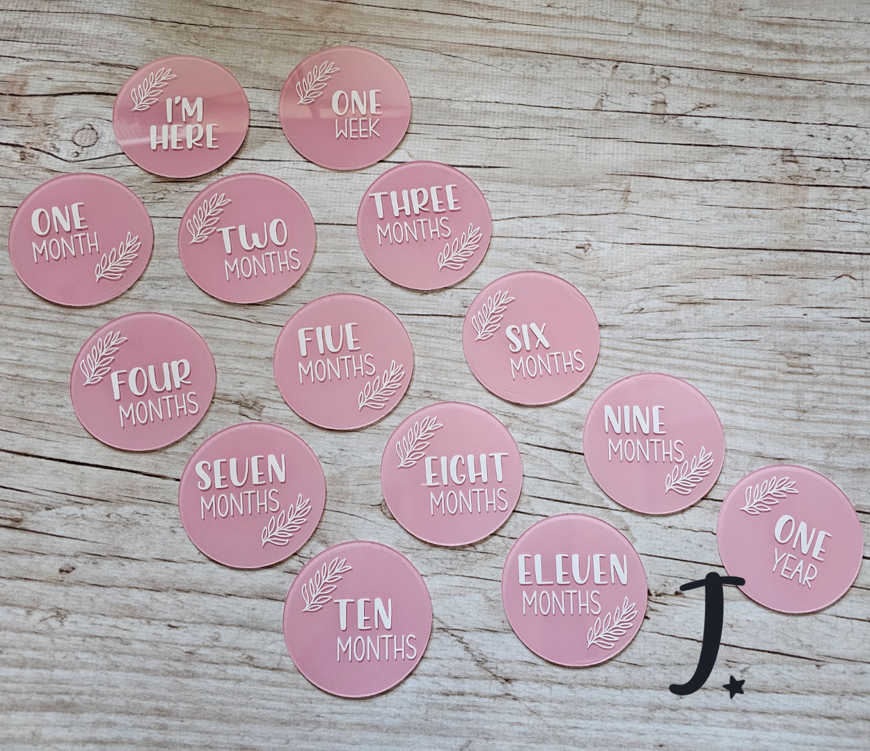 Handmade acrylic Milestone disks -Pink