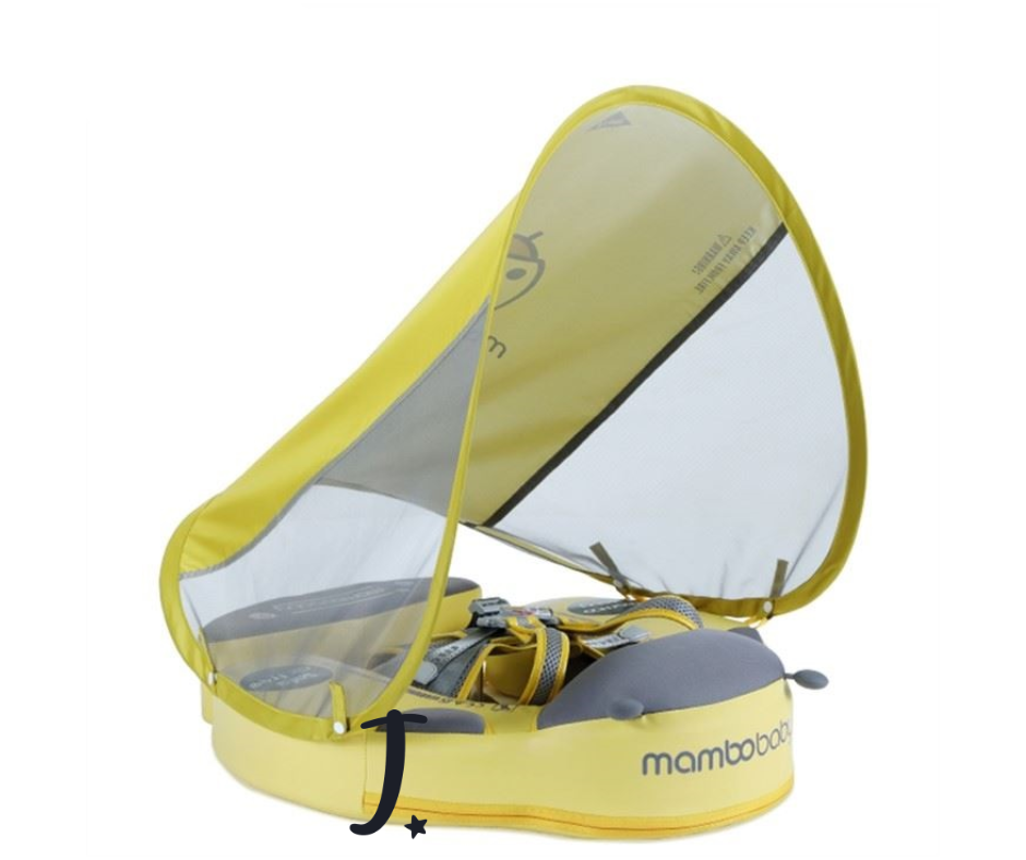 Mambobaby chest and back float - Air free - With canopy - Beetle - Blue/Yellow/Pink