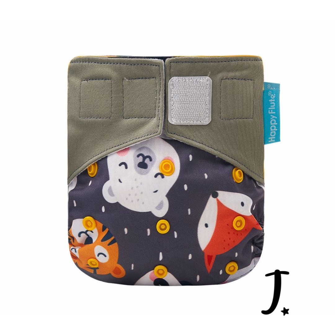Happy Flute All-In-One Diaper, Velcro - Various prints