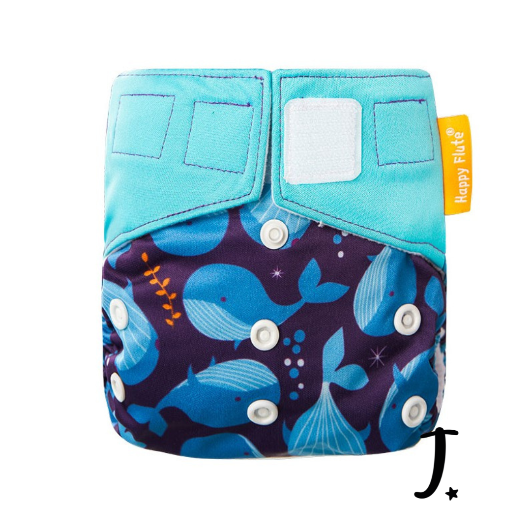 Happy Flute All-In-One Diaper, Velcro - Various prints