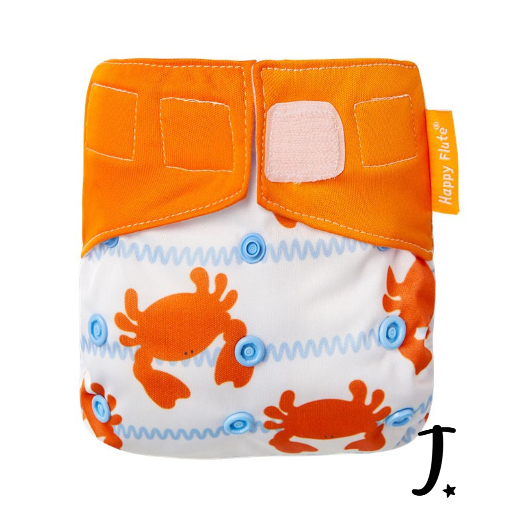 Happy Flute All-In-One Diaper, Velcro - Various prints