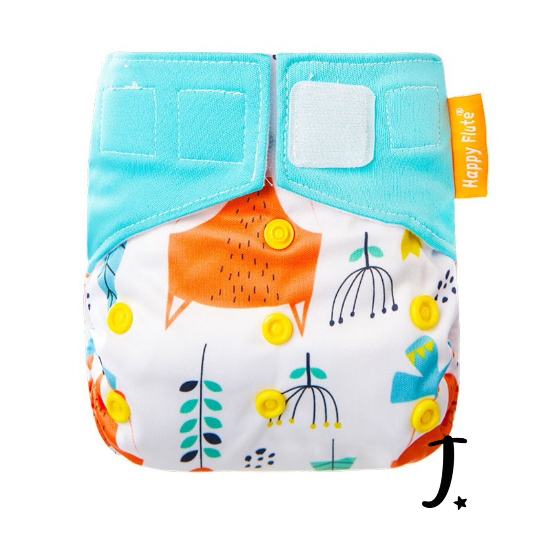 Happy Flute All-In-One Diaper, Velcro - Various prints