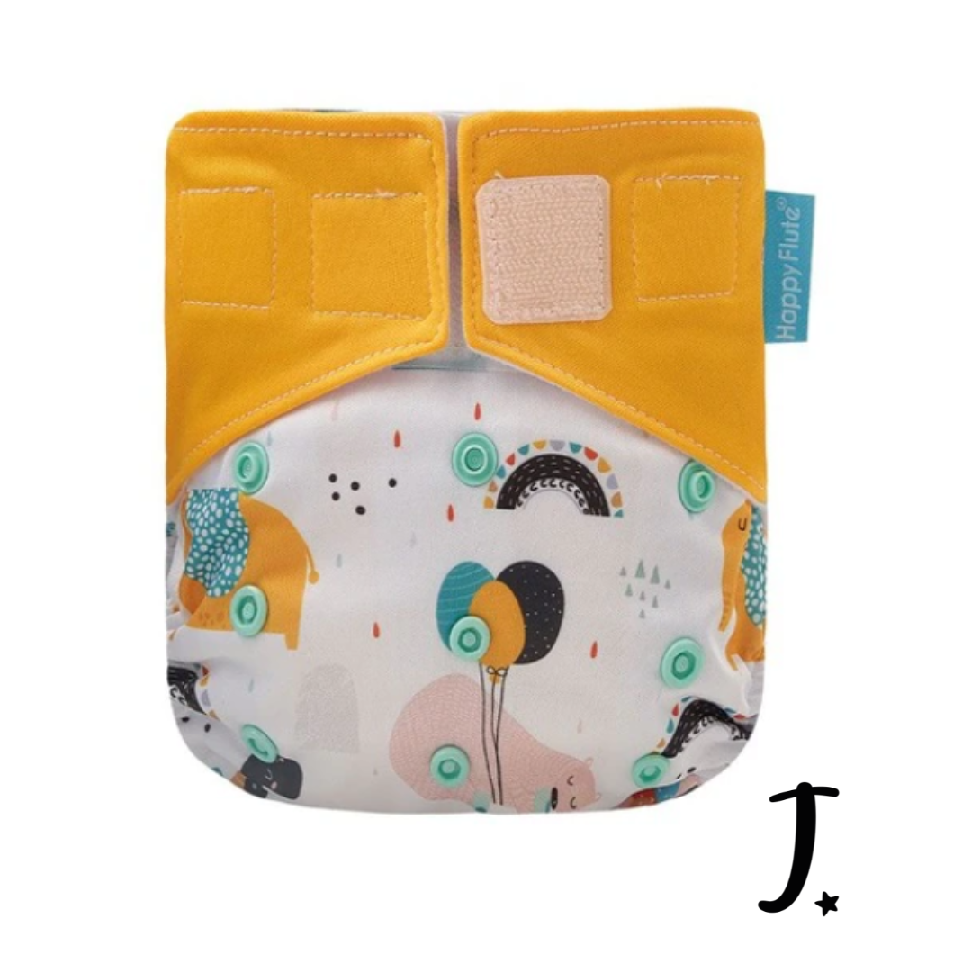 Happy Flute All-In-One Diaper, Velcro - Various prints