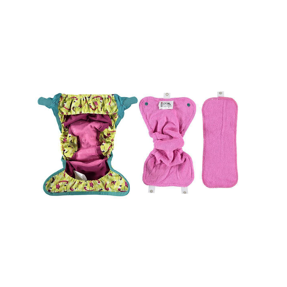 PopIn Single Printed Nappy Bamboo - Flamingos