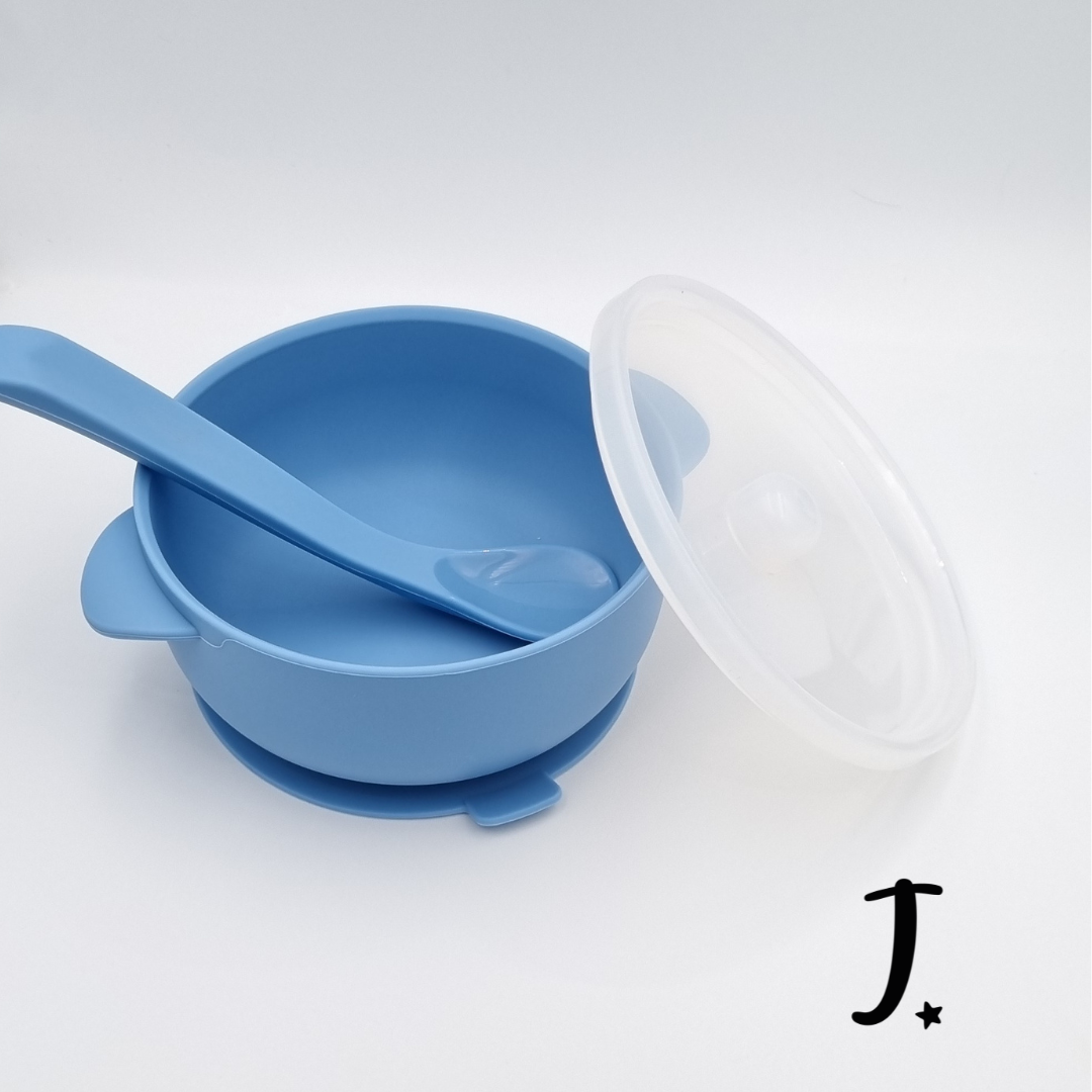 Silicone Suction bowl with lid and spoon