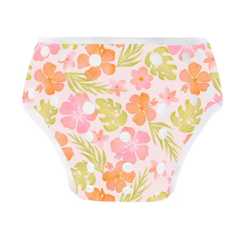 Orange and Pink Flowers Swim Diaper