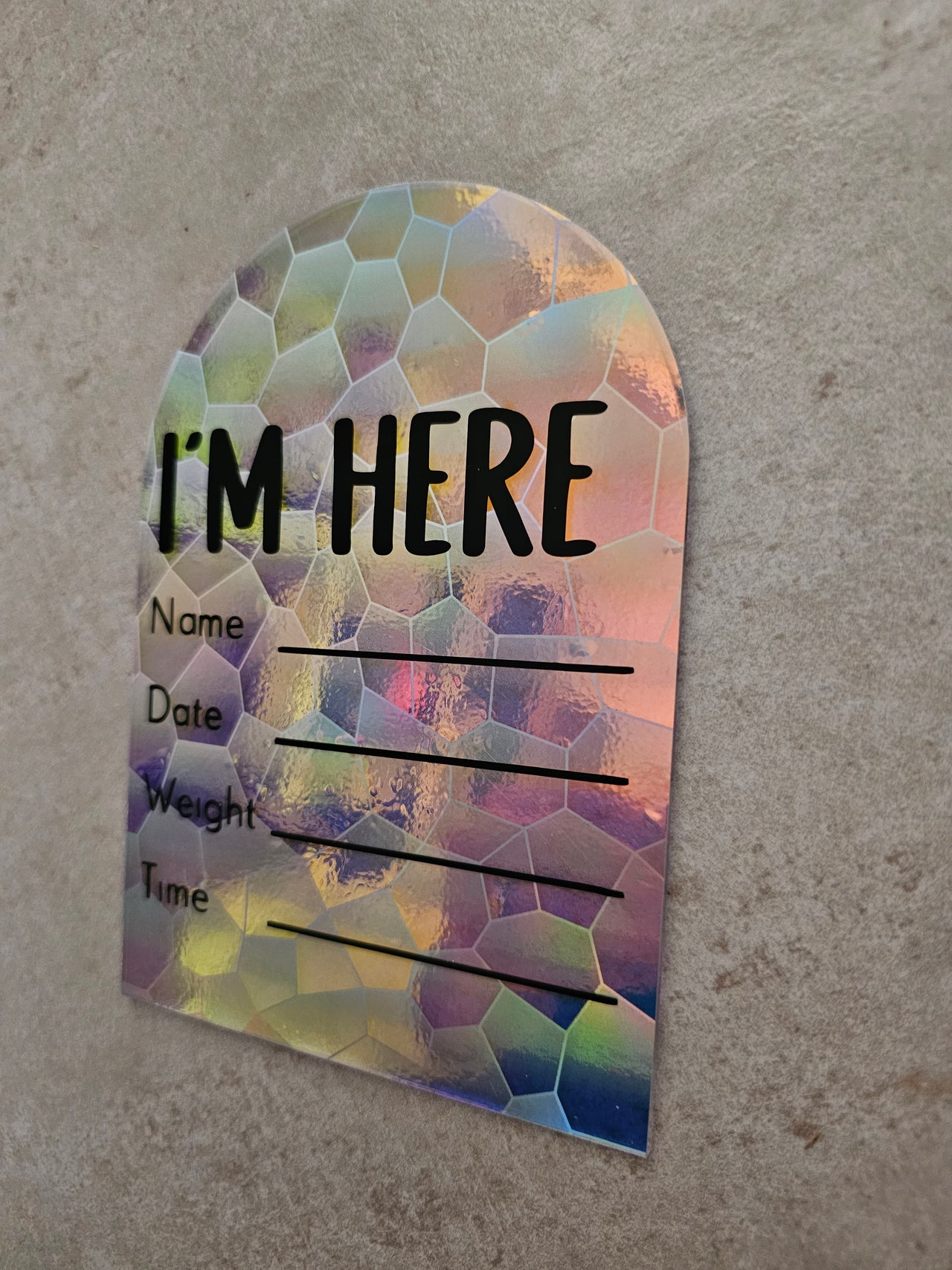 I'm here birth announcement disk