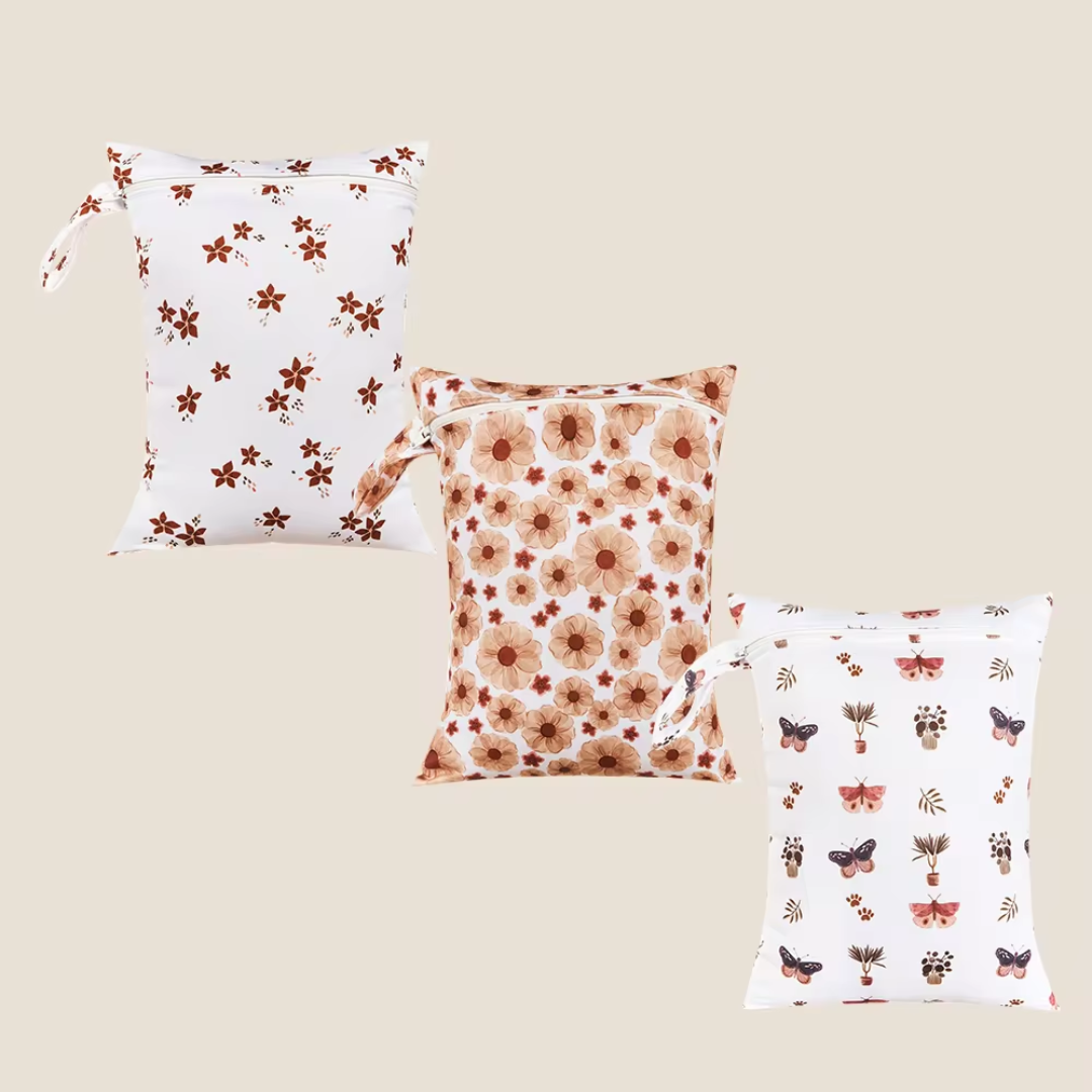 3 pack reusable wet bag - Warm colors