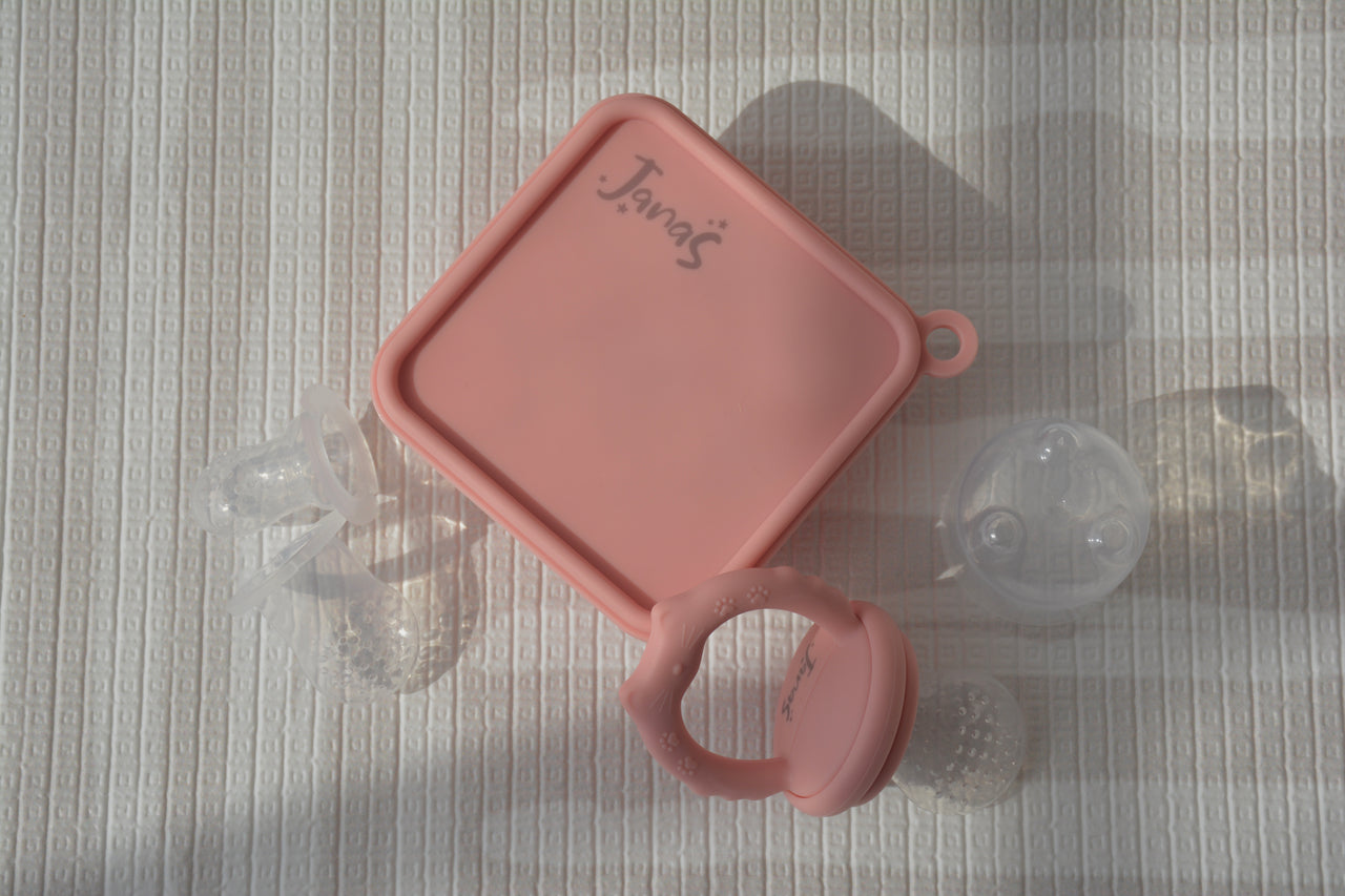 Silicone Baby Fruit Feeder & Teether Set with Freezer Tray