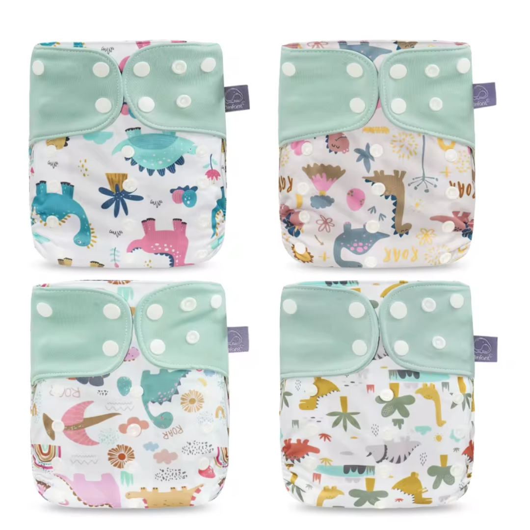 4 pack Elinfant grey lining pockets, Dino dreams