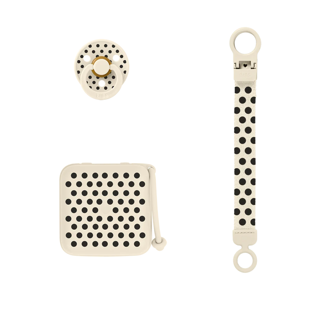 BIBS Polka Soothe & Go Gift Set | Size 2 | 6+ Months | Latex