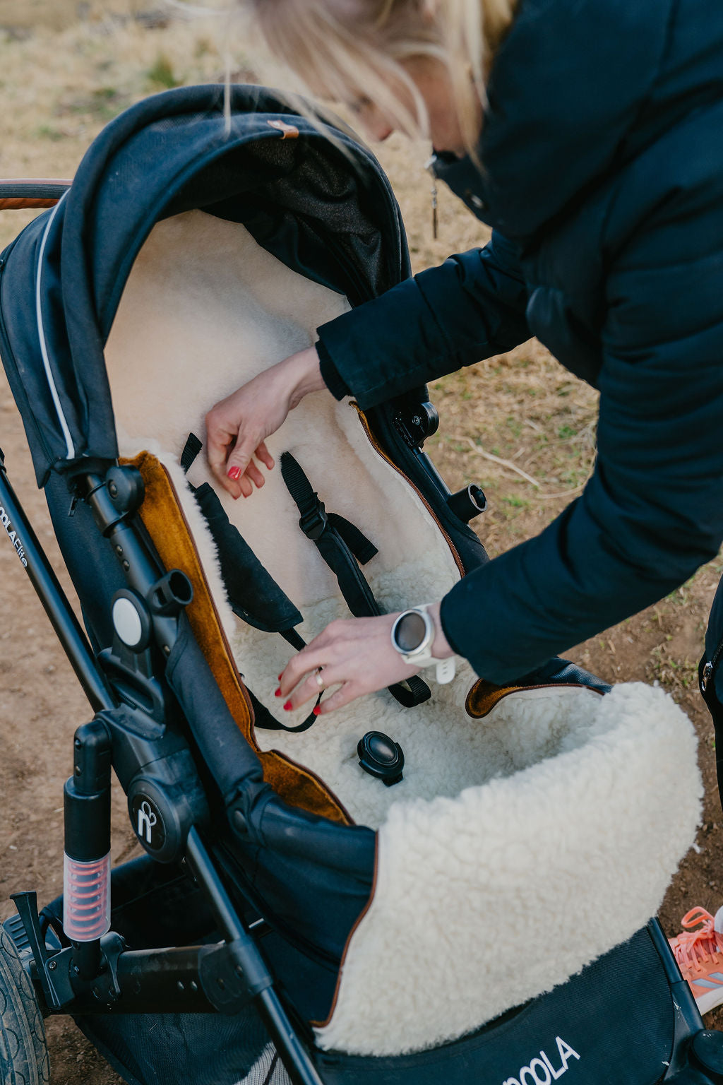 Genuine leather baby pram liners