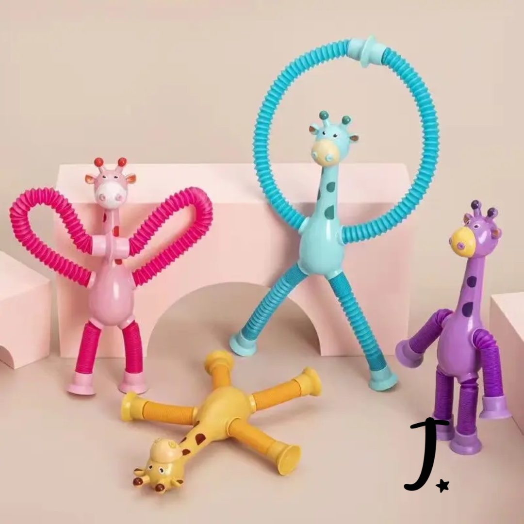 Bendy telescopic toy with suction hands and feet - Giraffe