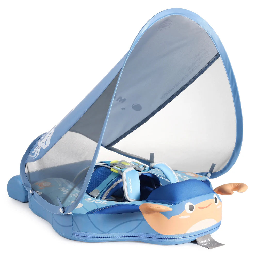 Mambobaby Blue Crabby air-free baby float with canopy