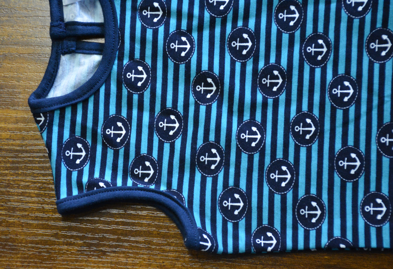 Nika - Navy Anchors Sleeveless Boy Vest