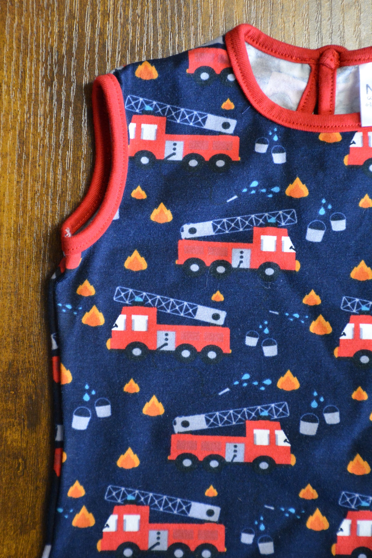 Nika - Navy Fire Truck Sleeveless Boy Vest