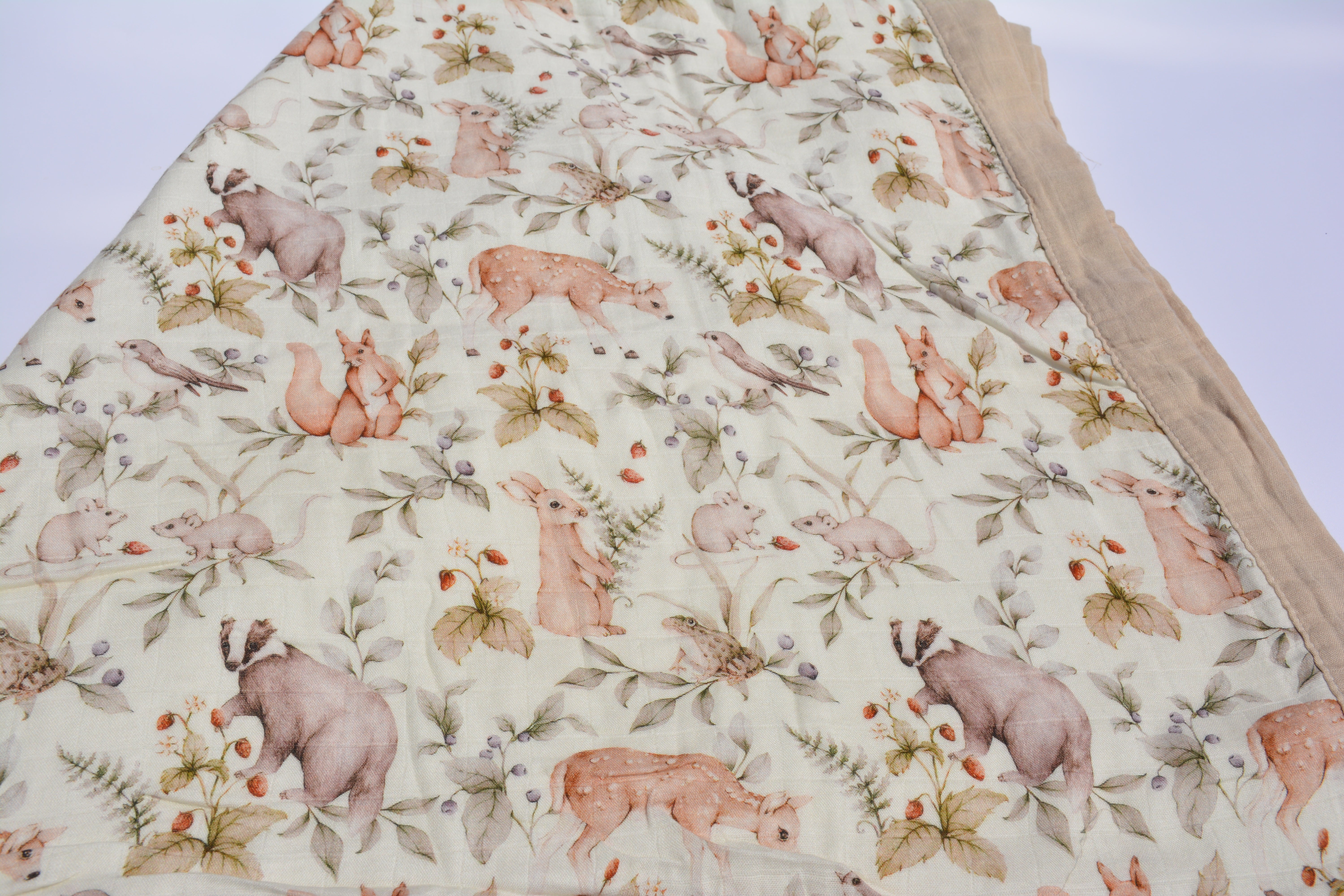 Bamboo Cotton Muslin - 4 Layer - Spring Animals