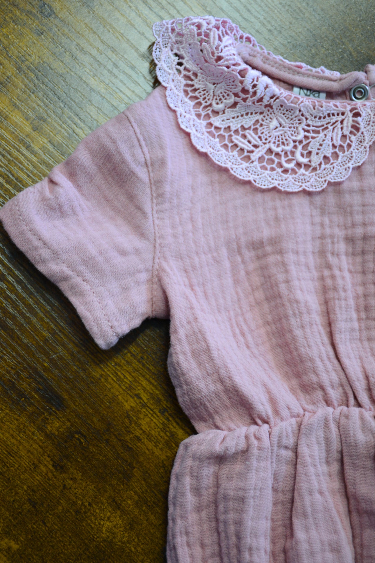 Nika - Muslin Dusty Pink Girl Romper and Headband Set