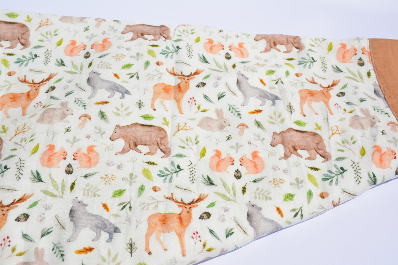 Bamboo cotton muslin blanket - 4 layers - woodlands