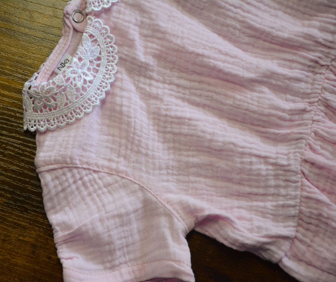Nika - Muslin Baby Pink Girl Romper and Headband Set