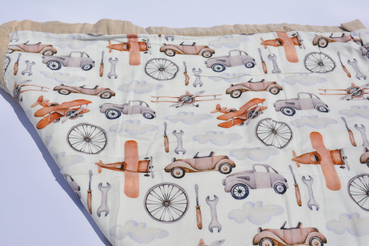 Bamboo Cotton Muslin - 4 layer - Vintage Transport