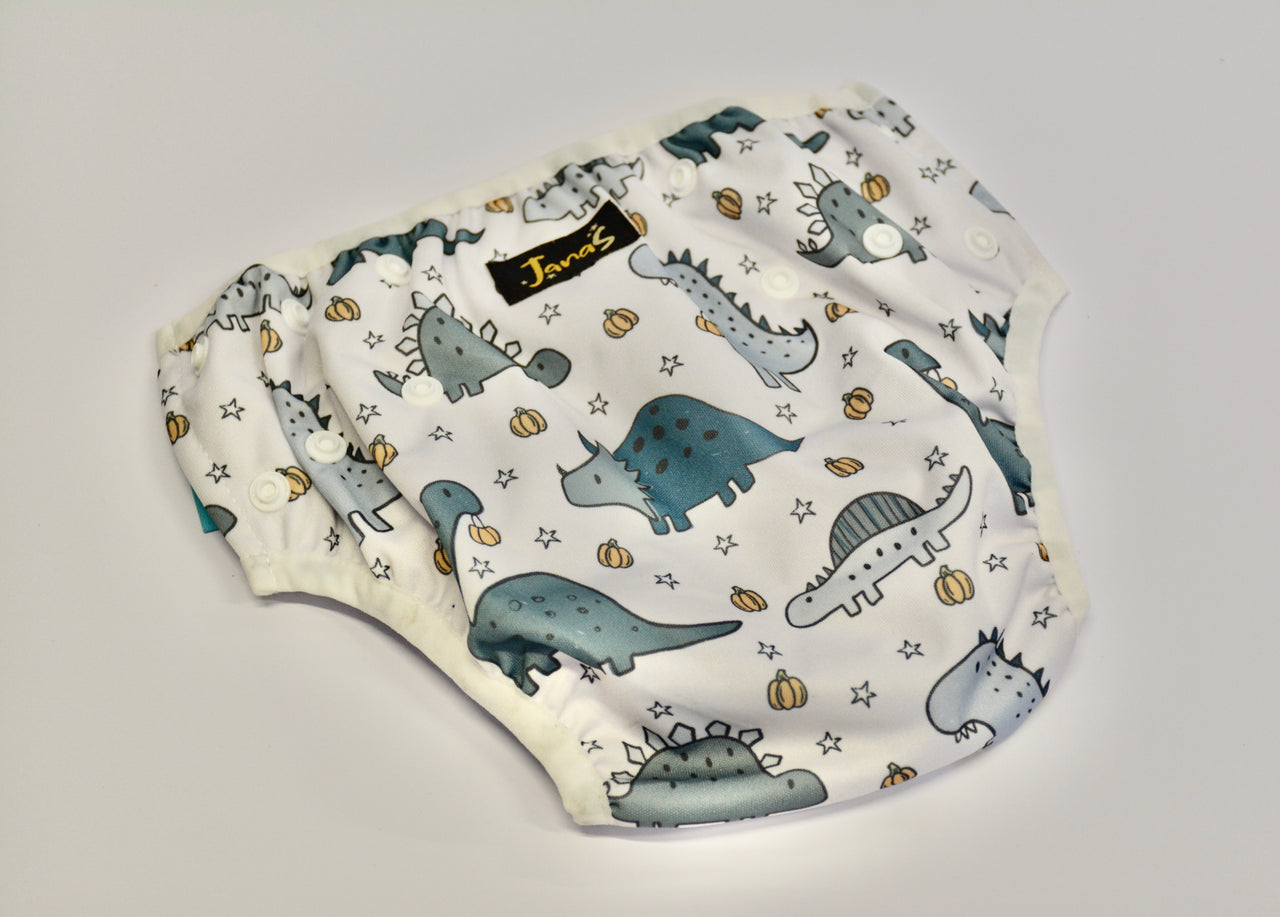 Swim Diaper, Blue drawing dino