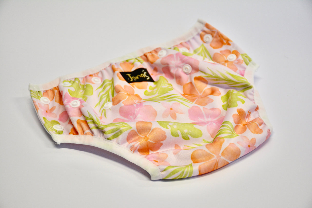 Orange and Pink Flowers Swim Diaper