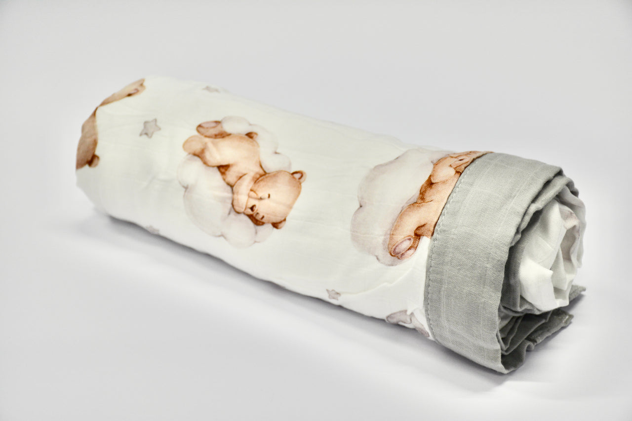 Bamboo cotton muslin blanket - 4 layers - Sleepy bear