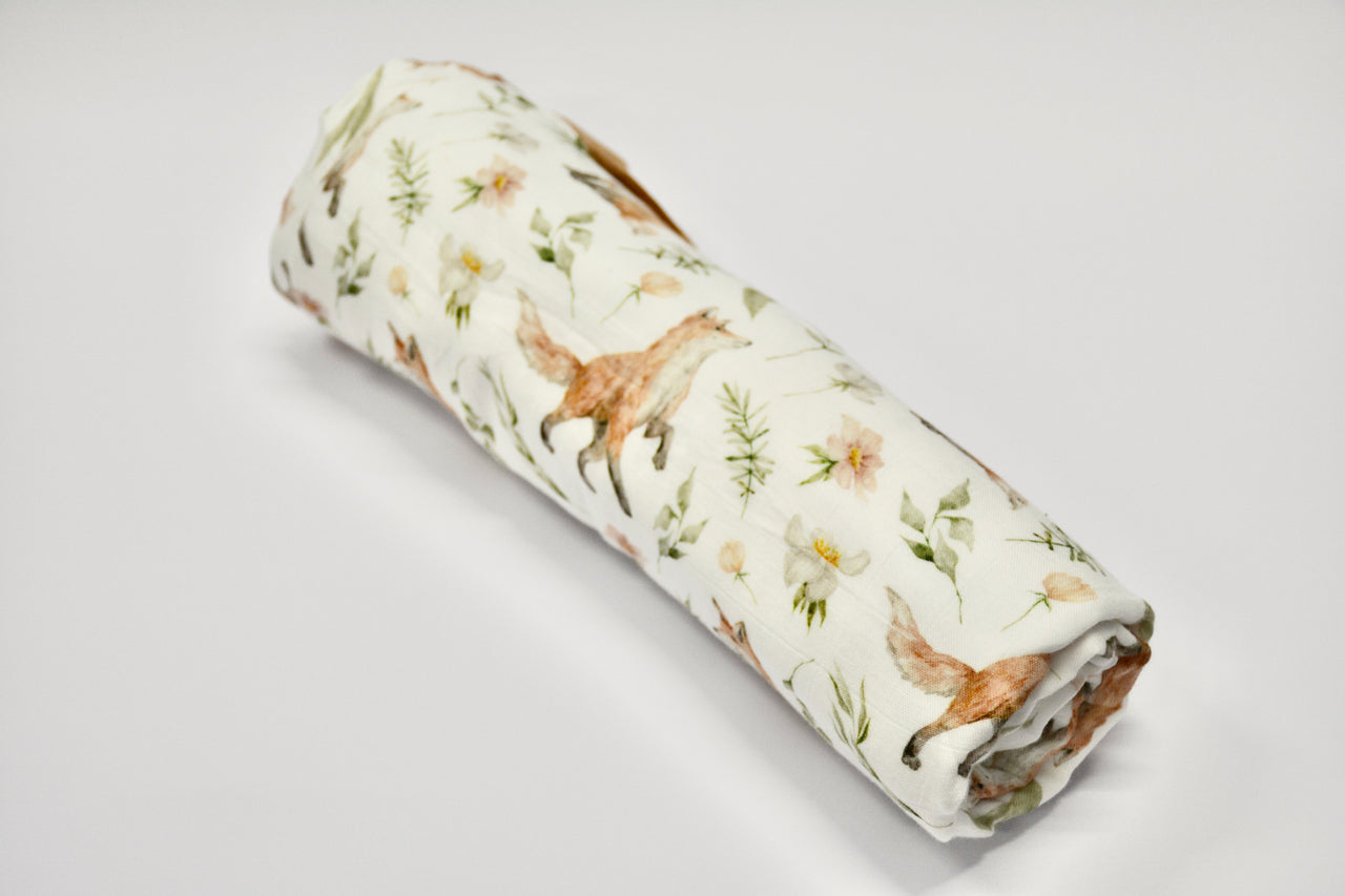 Bamboo cotton muslin blanket - 4 layers - Foxes