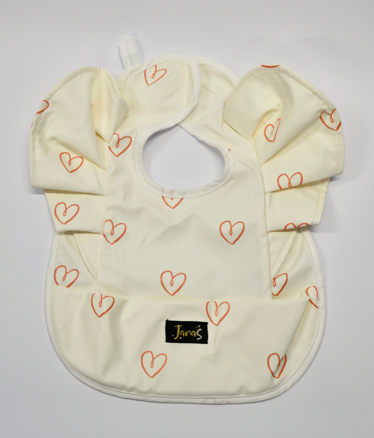 Ruffle bib - Vintage Pink Hearts