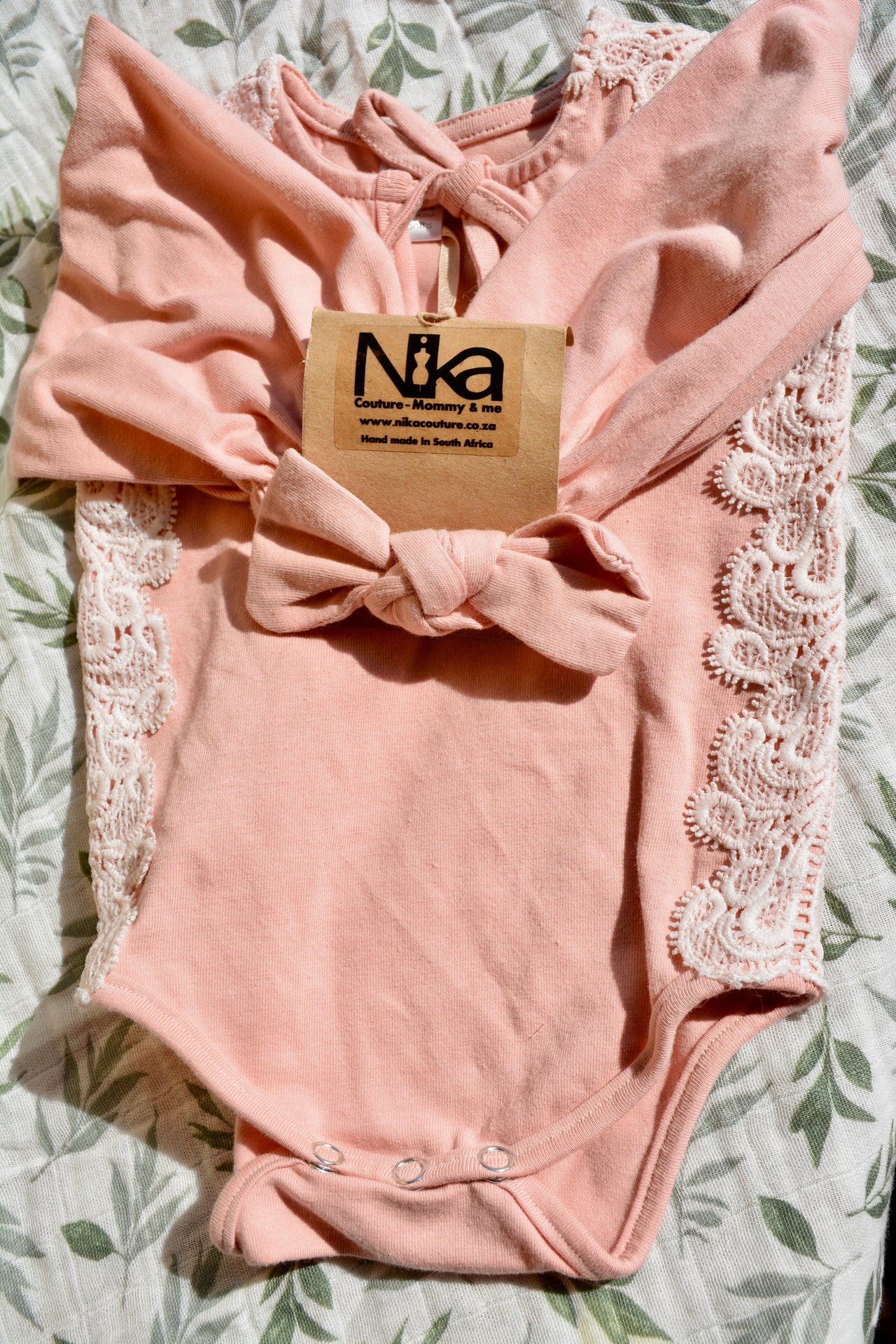 Dusty coral with lace detail and headband - Long sleeve