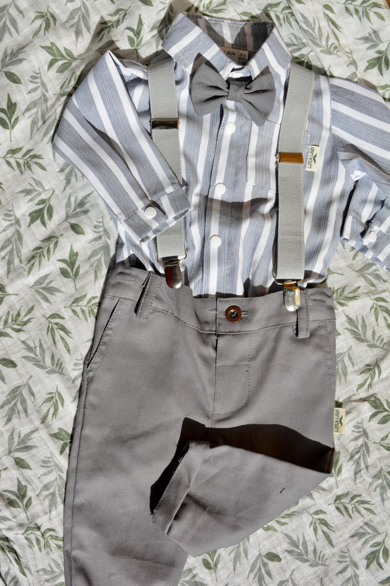 Little Lads long Set - Grey stripe and Grey