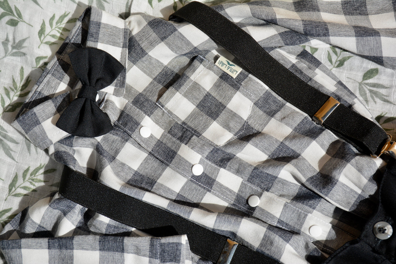 Little Lads Set - Charcoal check and Black