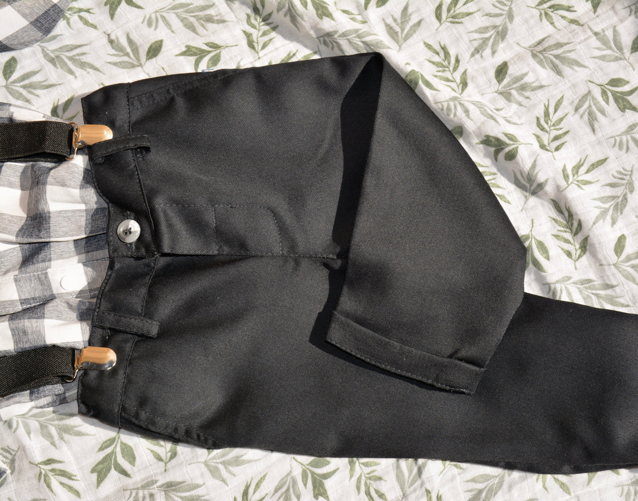 Little Lads Set - Charcoal check and Black