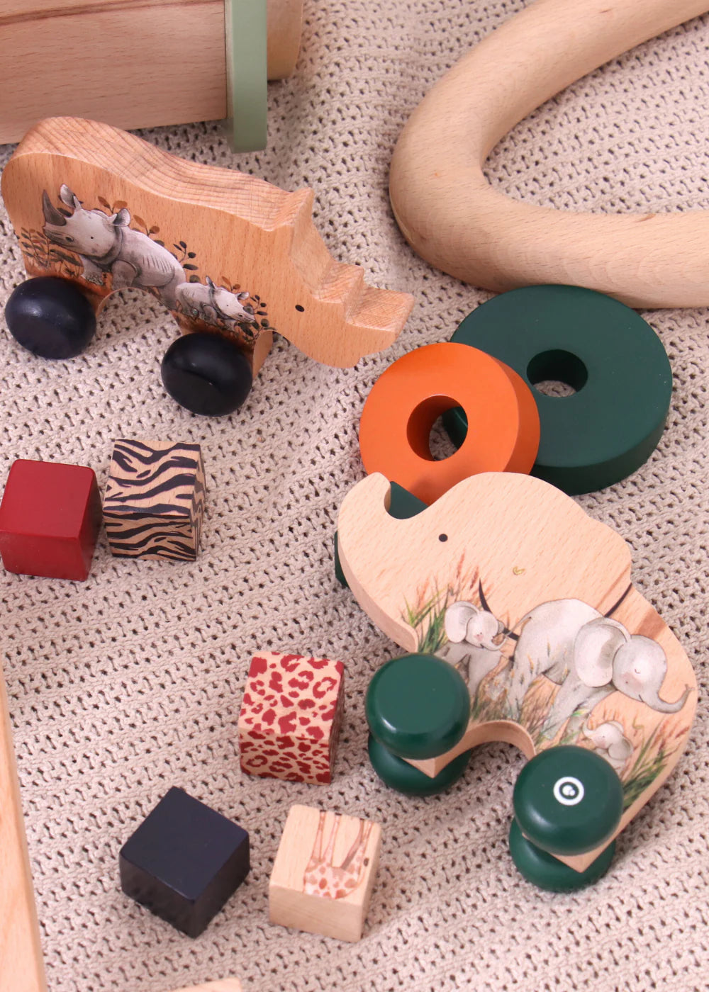 Grow Baby - Wooden Rhino Push Toy | On Safari