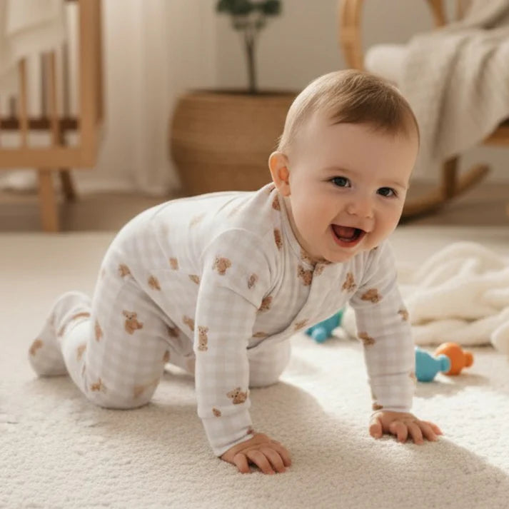 Magnetic Munchkin - Gingham Teddy Romper