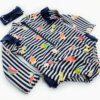 Navy stripe girl swimsuit with headband set