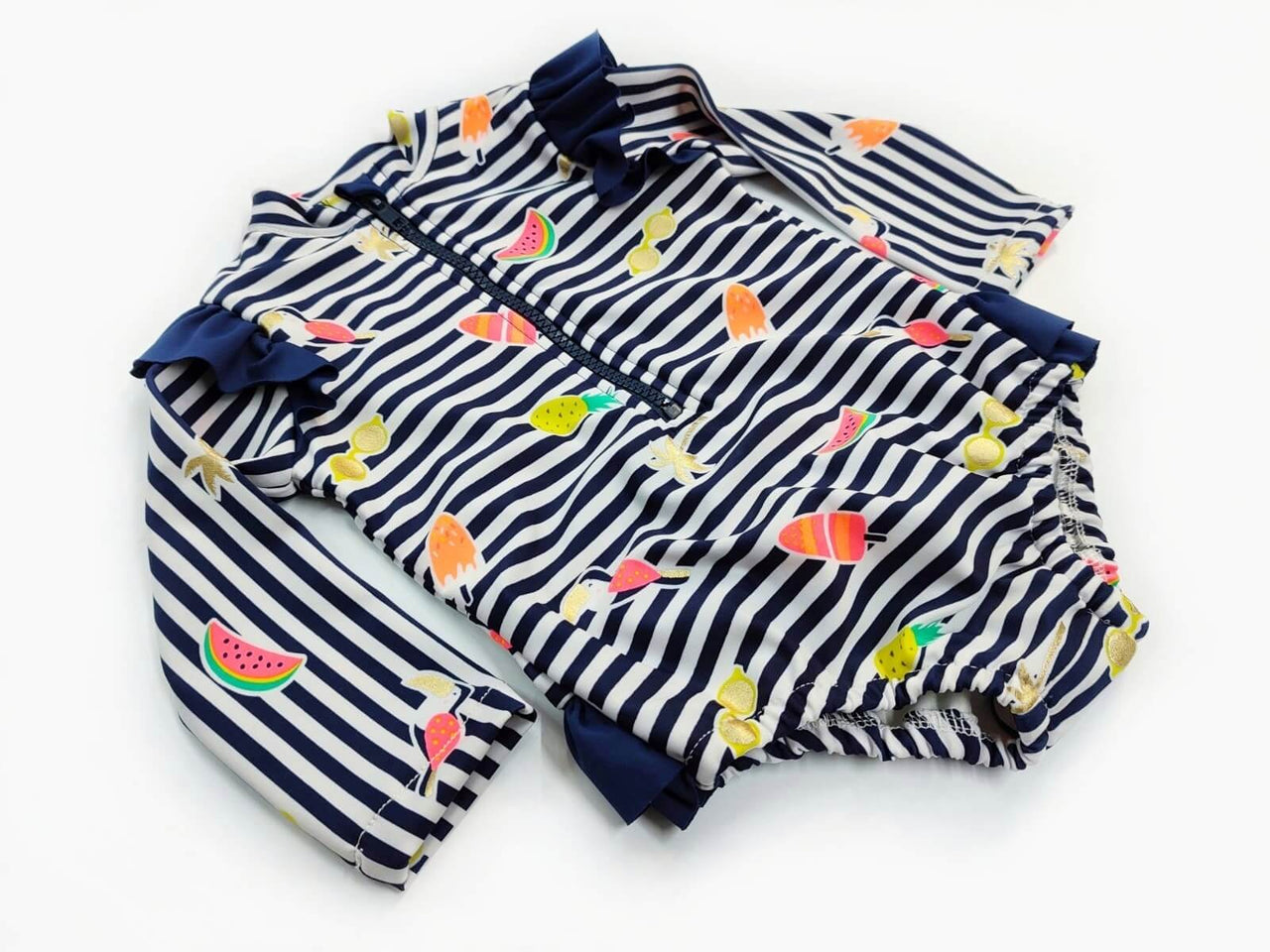 Navy stripe girl swimsuit