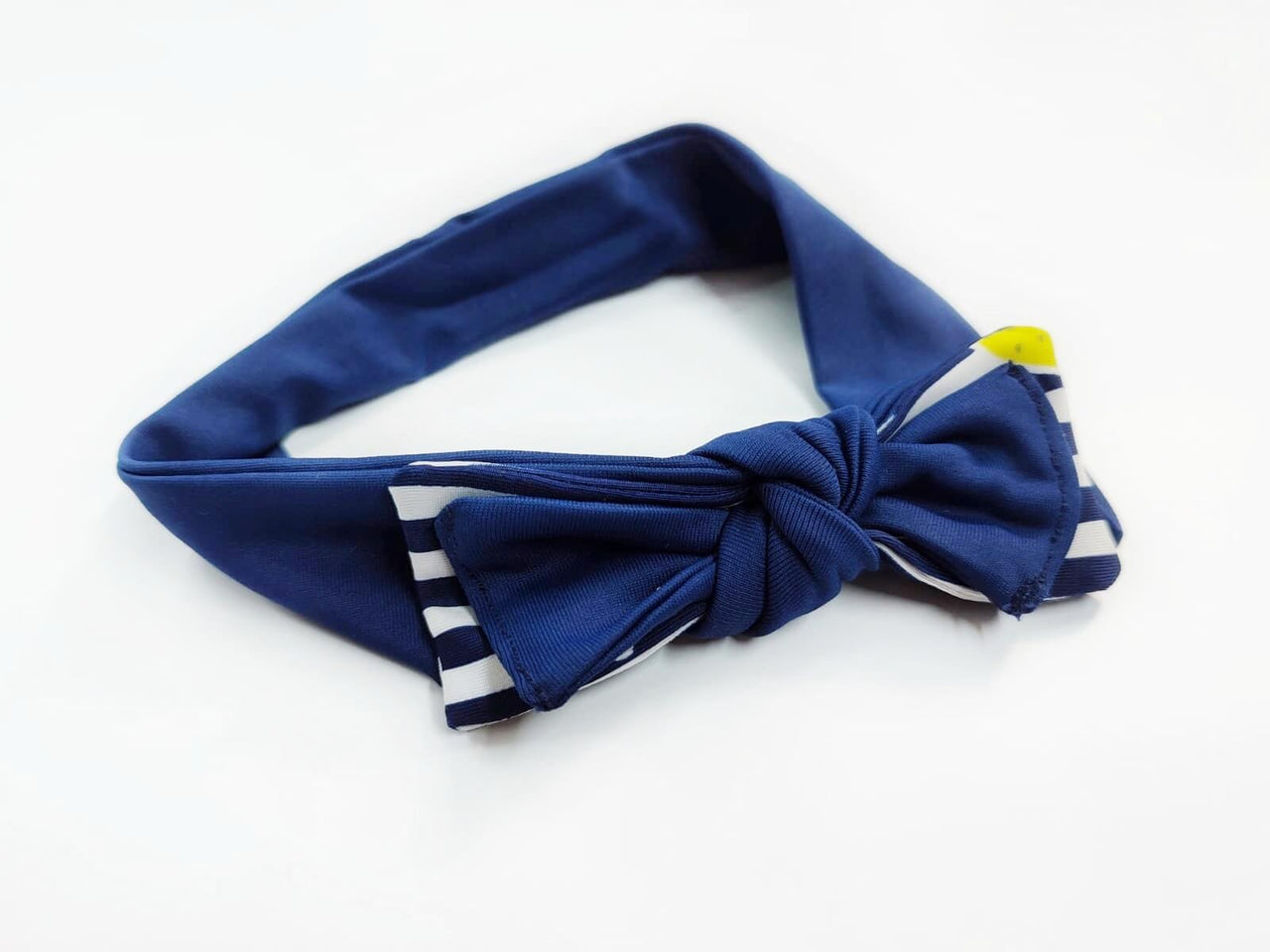 Navy stripe girl swimsuit with headband set