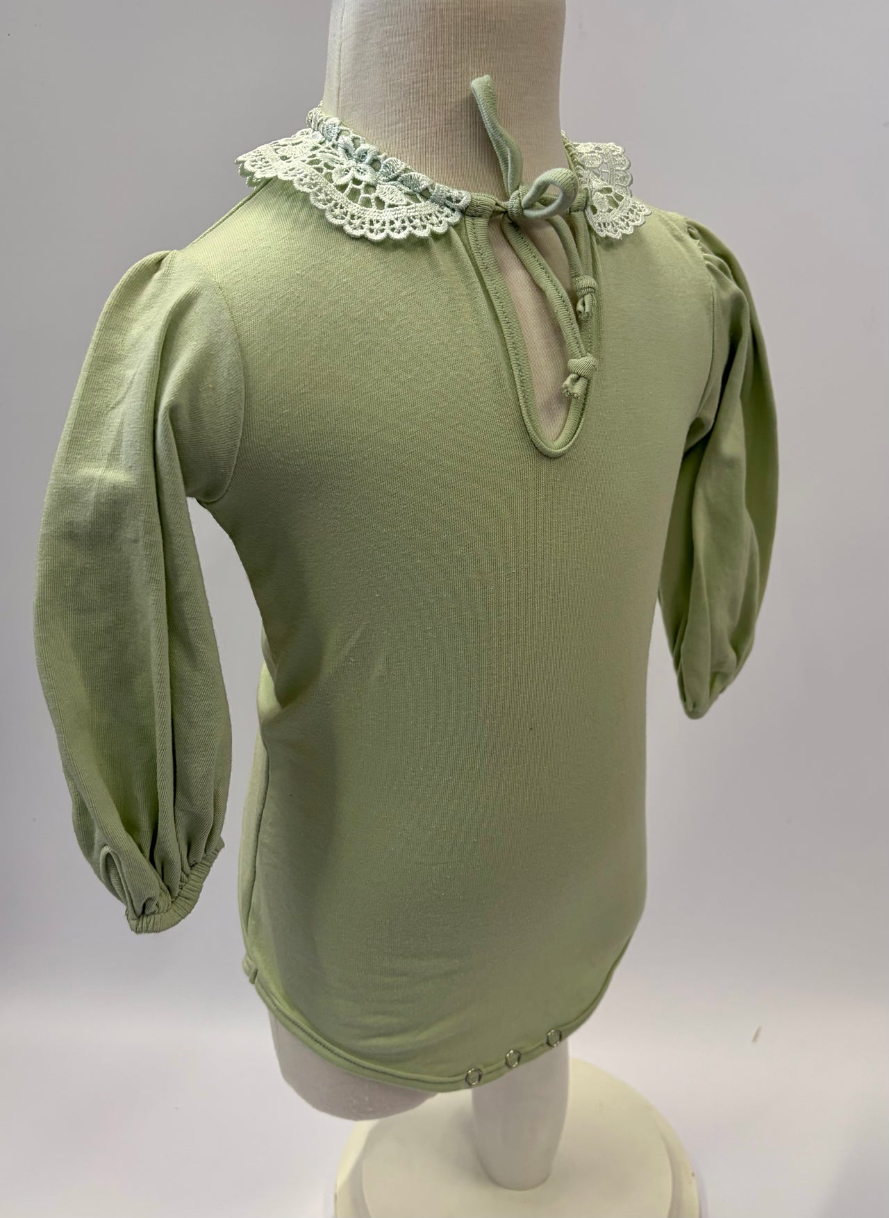 Nika - Sage Mint Long Sleeve and Lace Collar with Headband Set