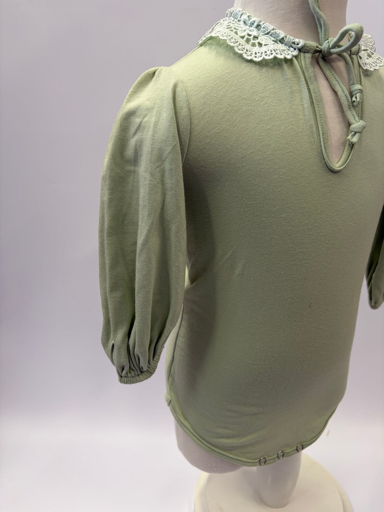 Nika - Sage Mint Long Sleeve and Lace Collar with Headband Set