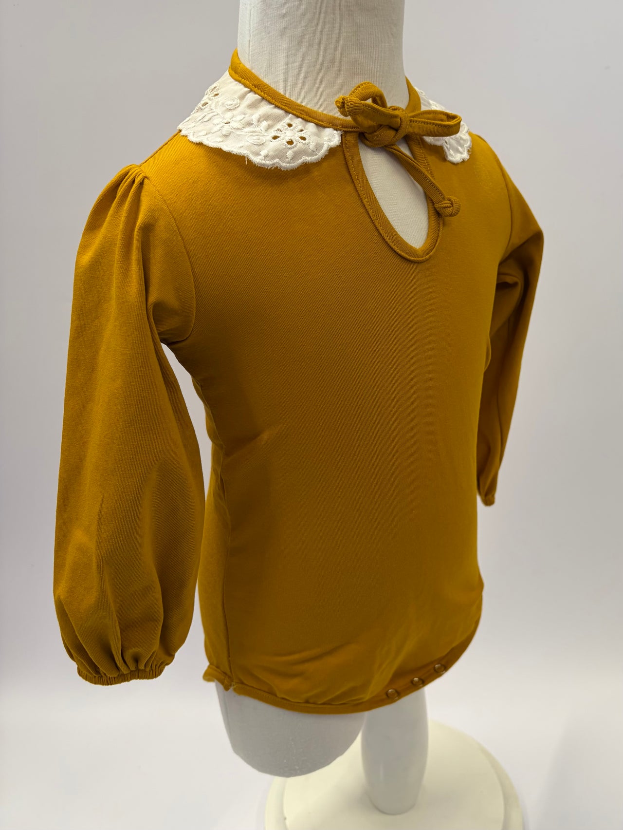 Nika - Mustard Long Sleeve Vest with White Collar and Headband Set