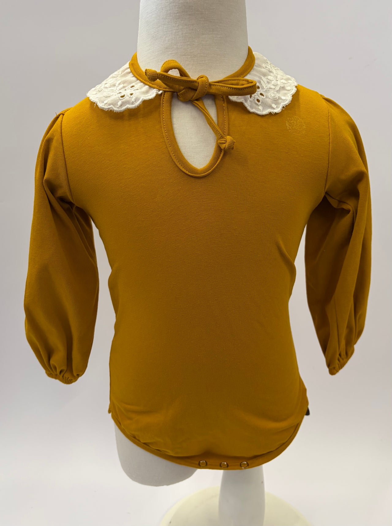 Nika - Mustard Long Sleeve Vest with White Collar and Headband Set