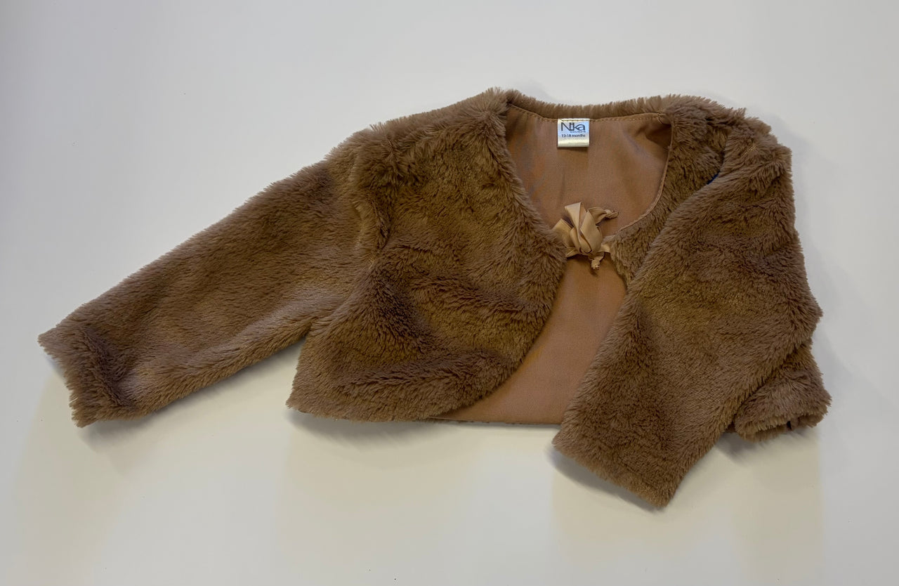 Nika - Beige Long Sleeve Bolero - No Frill