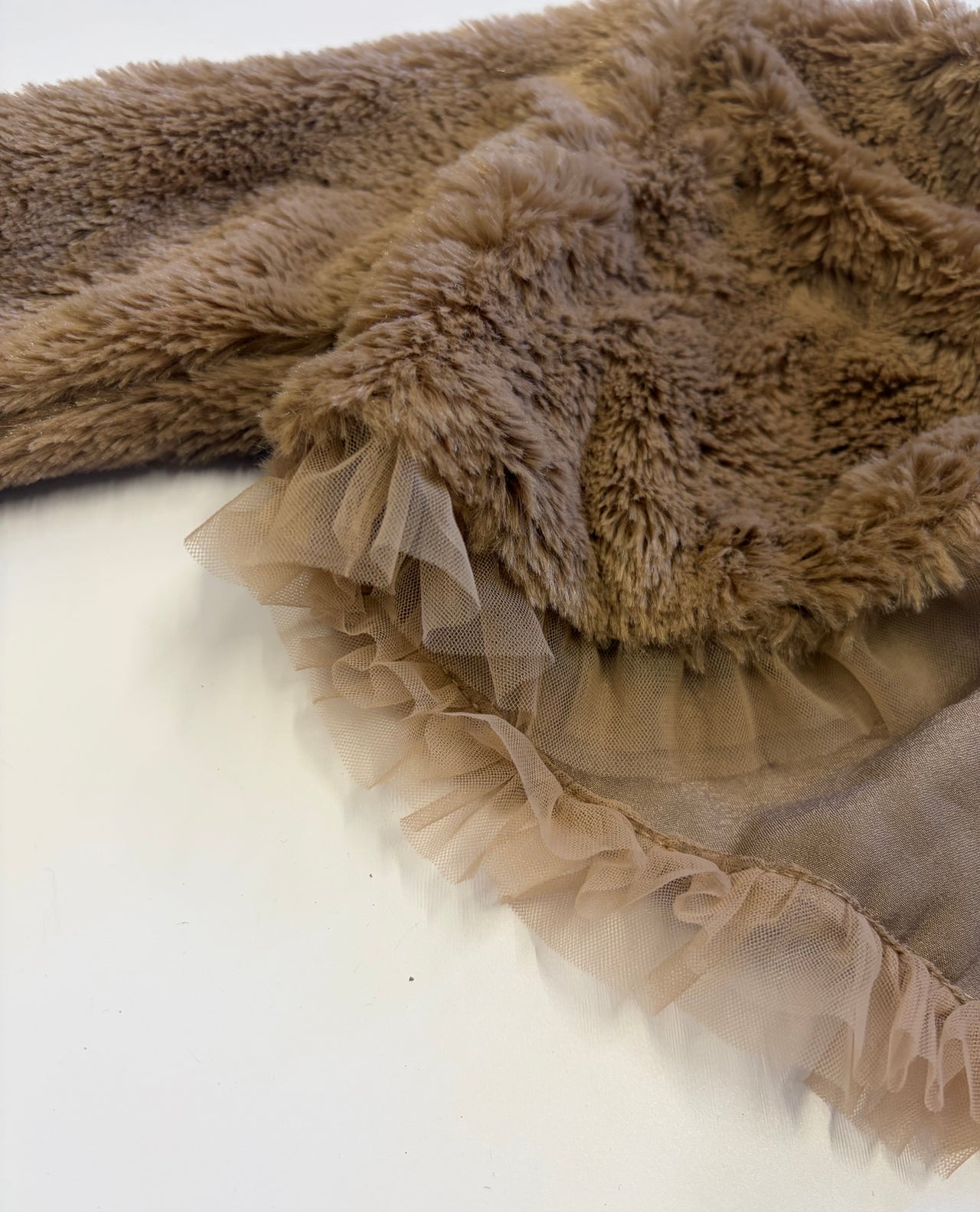 Nika - Beige Long Sleeve Bolero - with Frill