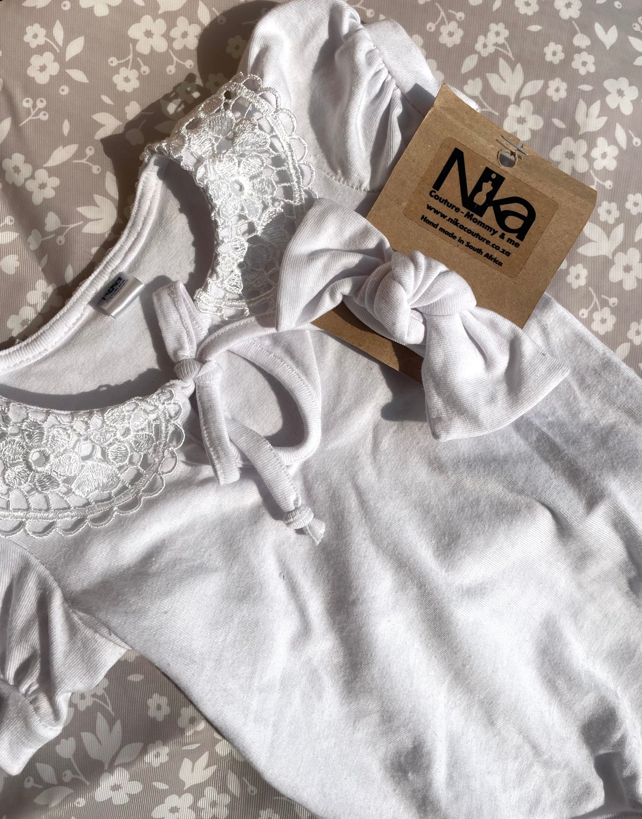 Nika - White girl vest and headband set