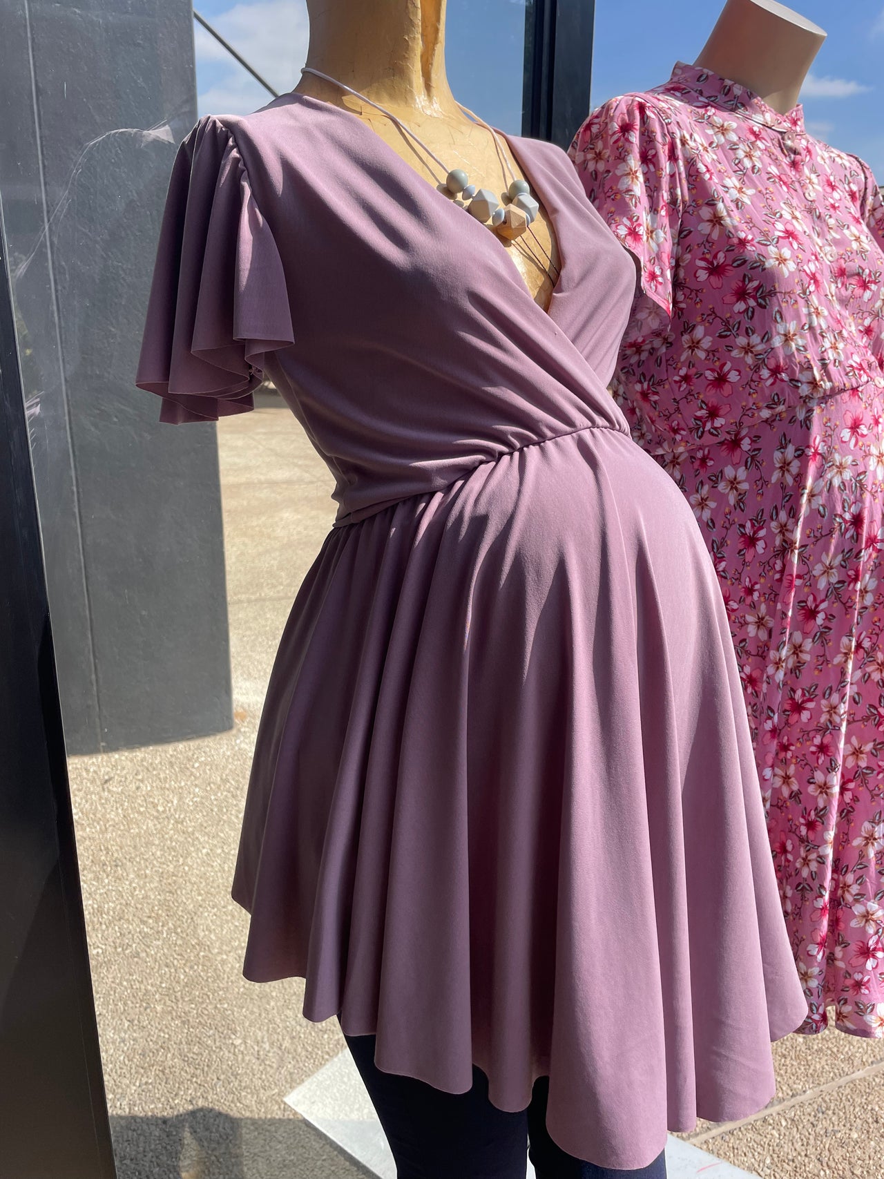 Nika - Mauve fold-over maternity top